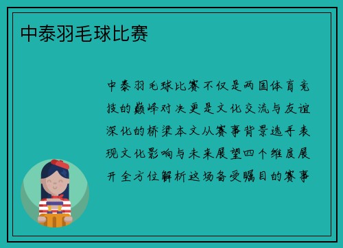 中泰羽毛球比赛